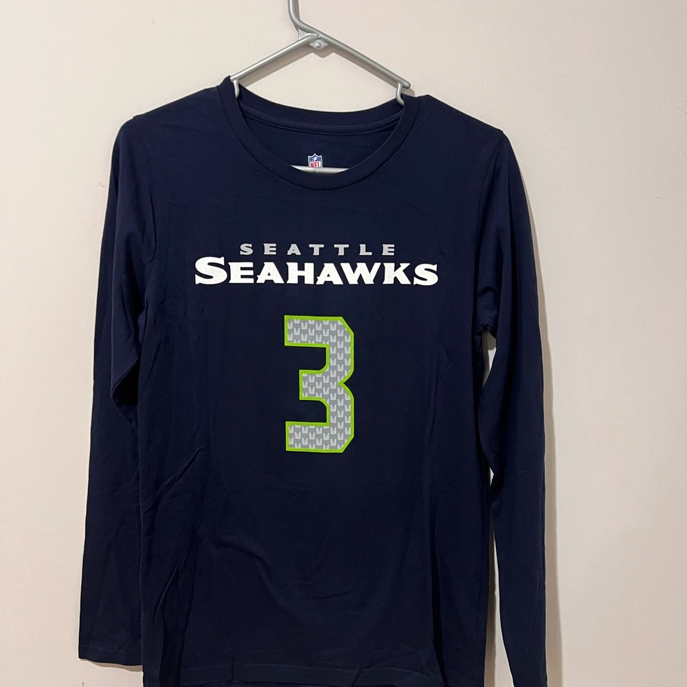 New With Tags - Seattle Seahawks Navy Long Sleeve Tee Russel Wilson 3